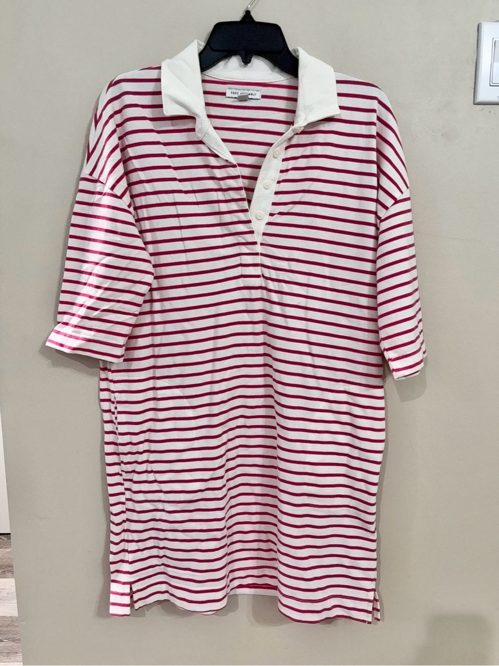 Women’s Striped Polo Shirt Dress - White & Red
